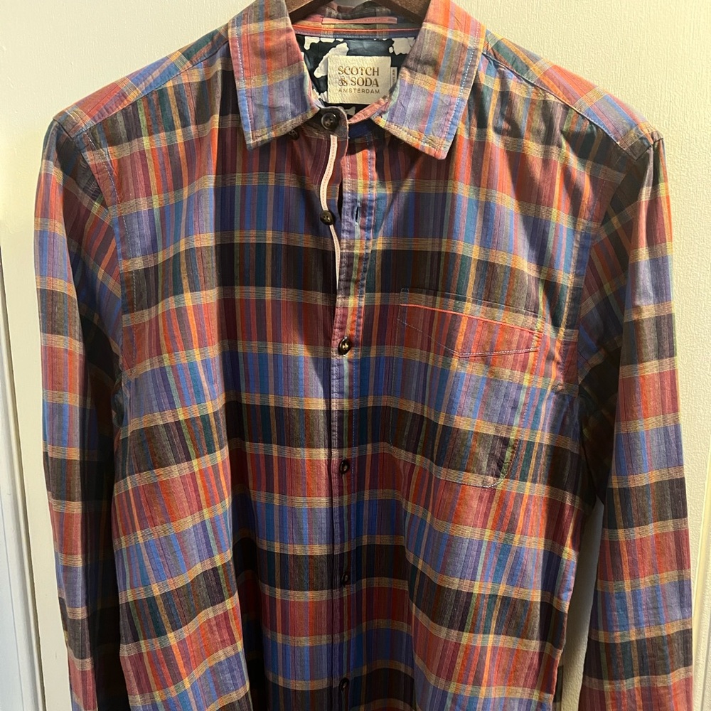 Scotch & Soda Men's Colorful Plaid Button Down Shirt